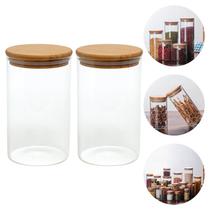 Pote hermético para alimento tampa bambu kit 2 peças 1000ml