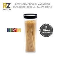 Pote Hermético para Macarrão Espaguete 2000mL Helsim - Tampa Preta Pote Hermético para Macarrão Espaguete 2000mL Helsim - Tampa Preta