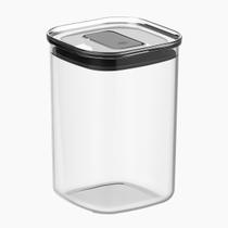 Pote Hermético Quadrado 1L Vedação Dupla Tampa Fixa para Armazenar Mantimentos Grãos Cereais Armário Cozinha Organizador Empilhável