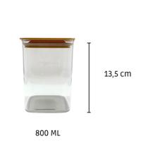 Pote Hermético Quadrado 800ml 500ml de Plástico para Armazenamento de Alimentos Grãos Cereais Bolachas Multiuso Universa