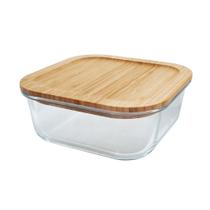 Pote Hermético Quadrado Com Tampa de Bambu 1,15 Litros Hauskraft