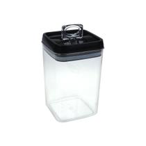 Pote Hermético Quadrado Crystal 1,7L Preto- INJEPLASTEC