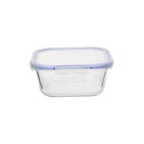Pote Hermético Quadrado em Vidro c/ Tampa em Plástico Transparente/Azul 1L - Hauskraft