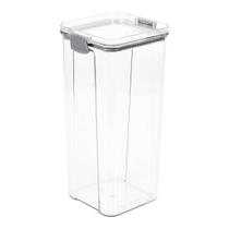 Pote Hermético Quadrado Transparente Com Trata 2L Cinza