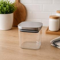Pote Hermético Quadrado Vidro Com Tampa de Inox 700ml Pote Hermético Quadrado Vidro Com Tampa de Inox 700ml