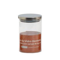 Pote Hermético Redondo de Vidro 1,1L com Tampa de Inox para Armazenamento de Alimentos Pote Hermético Redondo de Vidro 1,1L com Tampa de Inox para Armazenamento de Alimentos