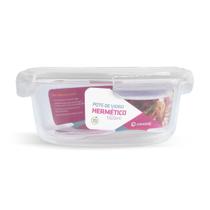 Pote Hermético Redondo De Vidro Com 4 Travas 1300ml