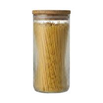 Pote Hermético Redondo de Vidro Tampa de Bambu 1,4 Litros