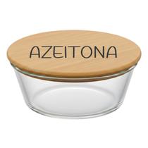 Pote Hermético Redondo Vidro e Tampa de Bambu (930 ml) Azeitona Pote Hermético Redondo Vidro e Tampa de Bambu (930 ml) Azeitona