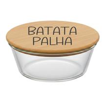 Pote Hermético Redondo Vidro e Tampa de Bambu (930 ml) Batata Palha Pote Hermético Redondo Vidro e Tampa de Bambu (930 ml) Batata Palha