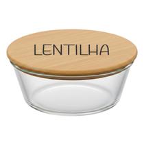 Pote Hermético Redondo Vidro e Tampa de Bambu (930 ml) Lentilha Pote Hermético Redondo Vidro e Tampa de Bambu (930 ml) Lentilha