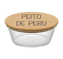 Pote Hermético Redondo Vidro e Tampa de Bambu (930 ml) Peito de Peru Pote Hermético Redondo Vidro e Tampa de Bambu (930 ml) Peito de Peru