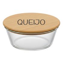 Pote Hermético Redondo Vidro e Tampa de Bambu (930 ml) Queijo Pote Hermético Redondo Vidro e Tampa de Bambu (930 ml) Queijo