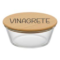 Pote Hermético Redondo Vidro e Tampa de Bambu (930 ml) Vinagrete Pote Hermético Redondo Vidro e Tampa de Bambu (930 ml) Vinagrete