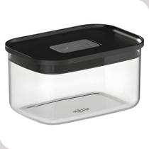 Pote Hermético Retangular 650ml Duo Lock Preto - Dupla Vedação Hermética Organização e Frescor Pote Hermético Retangular 650ml Duo Lock Preto - Dupla Vedação Hermética Organização e Frescor