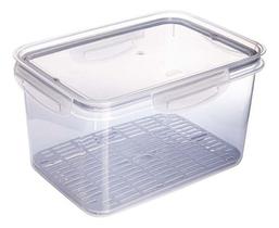 Pote Hermético Retangular Com Escorredor 4 Litros Plasutil Cor Cinza Pote Hermético Retangular Com Escorredor 4 Litros Plasutil Cor Cinza