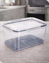 Pote Hermético Retangular com Escorredor Plasútil 4 Litros Transparente