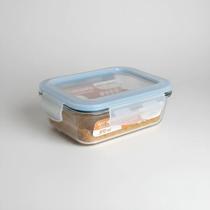 Pote hermético retangular de vidro 370ml com tampa de vedação microondas e freezer