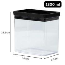 Pote Hermético Retangular Lumini Black 1.300ml Paramount Pote Hermético Retangular Lumini Black 1.300ml Paramount
