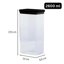 Pote Hermético Retangular Lumini Black 2.600ml Paramount Pote Hermético Retangular Lumini Black 2.600ml Paramount