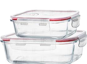 Pote hermético retangular vidro jogo 2 peças Pote hermético retangular vidro jogo 2 peças