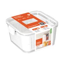 Pote Hermético Slim Multiuso 1360ml Branco com Válvula Armazenamento de Frutas, Verduras e Saladas Pote Hermético Slim Multiuso 1360ml Branco com Válvula Armazenamento de Frutas, Verduras e Saladas