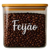 Pote Hermético Tampa De Bambu Natural 1,5L Com Etiquetas Pote Hermético Tampa De Bambu Natural 1,5L Com Etiquetas