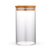 Pote Hermético Tampa de Bambu Para Alimentos Condimentos Temperos Cilíndrico 850ML Pote Hermético Tampa de Bambu Para Alimentos Condimentos Temperos Cilíndrico 850ML