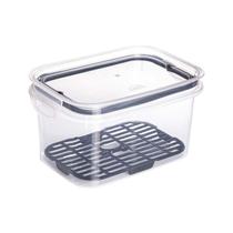 Pote Hermético Tampa Modular Plástico Moderno Mantimentos Travas Escorredor 1,2L Transparente Preto