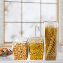 Pote Hermético Transparente - 2,3L 1,1L e 480 ml, Cristal - Retangular - Fresh Lock Kit 3 Peças Conjunto Pote Hermético Transparente - 2,3L 1,1L e 480 ml, Cristal - Retangular - Fresh Lock Kit 3 Peças Conjunto