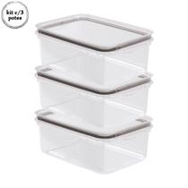 Pote hermético Trava Mais 2,6 litros com 3 unidades Plasutil ref.13998 Pote hermético Trava Mais 2,6 litros com 3 unidades Plasutil ref.13998