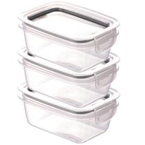 Pote hermético Trava Mais 910ml preto com 3 unidades Plasutil ref.13922 Pote hermético Trava Mais 910ml preto com 3 unidades Plasutil ref.13922