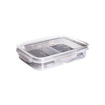 Pote Hermético Travas e Escorredor 1L Tampa Modular Mantimentos Plástico Moderno Transparente Cinza Pote Hermético Travas e Escorredor 1L Tampa Modular Mantimentos Plástico Moderno Transparente Cinza