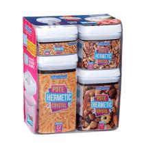Pote Hermetico Vacuo Acrilico Mantimentos Kit C/ 4 - Graos Cereais Vasilha Organizador Cozinha