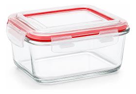 Pote Hermético Vidro 800ml Quadrado Com Travas Vedação Pote Hermético Vidro 800ml Quadrado Com Travas Vedação