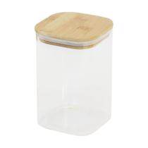 Pote Hermético Vidro Borossilicato 1100ml Quadrado Tampa de Bambu Porta Alimentos Cozinha Microondas Freezer