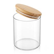 Pote Hermético Vidro Borossilicato 800ml Tampa Bambu Vedação Silicone Porta Mantimentos
