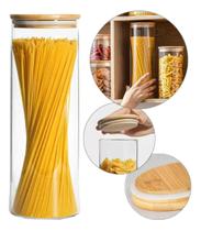 Pote Hermetico Vidro Borossilicato Redondo Com Tampa Bambu Sleek 1,2L
