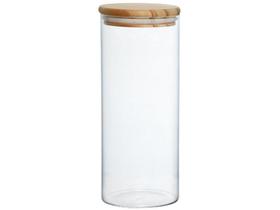 Pote Hermético Vidro Borossilicato Tampa Madeira Redondo Liege 1,2L Hauksraft