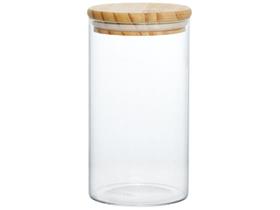 Pote Hermético Vidro Borossilicato Tampa Madeira Redondo Liege 900ml Hauksraft