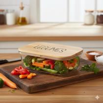 Pote Hermético Vidro e Tampa de Bambu (1 Litro) Legumes Pote Hermético Vidro e Tampa de Bambu (1 Litro) Legumes