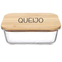 Pote Hermético Vidro e Tampa de Bambu (1,040 Litros) Queijo