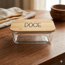 Pote Hermético Vidro e Tampa de Bambu (370 ml) Doce Pote Hermético Vidro e Tampa de Bambu (370 ml) Doce