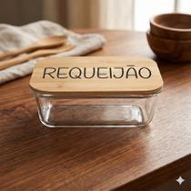 Pote Hermético Vidro e Tampa de Bambu (370 ml) Requeijão Pote Hermético Vidro e Tampa de Bambu (370 ml) Requeijão