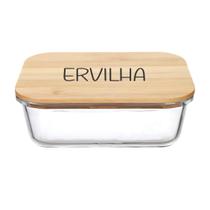 Pote Hermético Vidro e Tampa de Bambu (600 ml) Ervilha Pote Hermético Vidro e Tampa de Bambu (600 ml) Ervilha