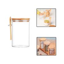 Pote Hermético Vidro Redondo 400ml Tampa Bambu