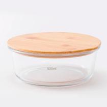 Pote Hermético Vidro Refratário Travessa Tampa Bambu 630ml Redondo - Pratika Pote Hermético Vidro Refratário Travessa Tampa Bambu 630ml Redondo - Pratika