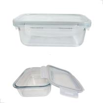 Pote Hermético Vidro Retangular 1040ml Marmita Tampa Trava Pote Hermético Vidro Retangular 1040ml Marmita Tampa Trava