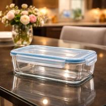 Pote Hermetico Vidro Retangular Conserva Alimentos Marmita Microondas Freezer com Tampa 350/370ml