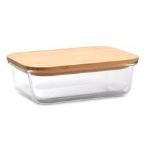 Pote Hermético Vidro Tampa De Bambu 600ml